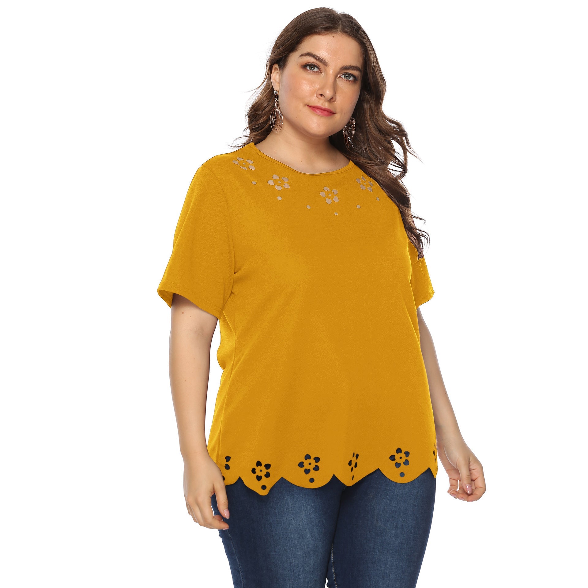 Damen elegantes Oberteil mit dekorativen Blumenstickereien R&B