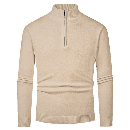 Herren Strickpullover mit hohem Kragen und halbem Reißverschluss R&B