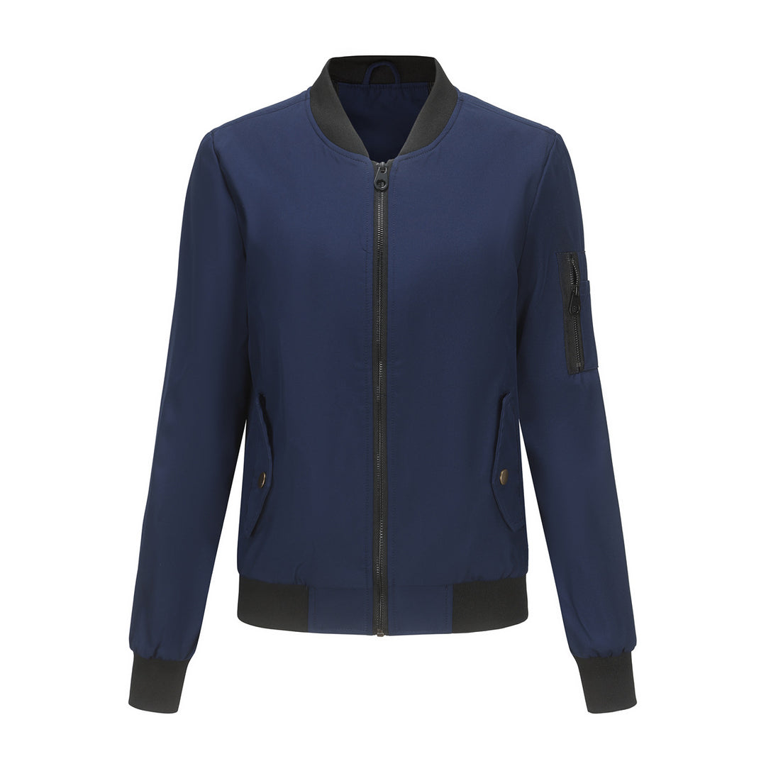 Damen modische Bomberjacke mit praktischen Reißverschlusstaschen und sportlichem Kragen R&B