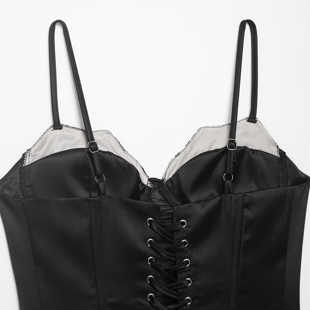 Damen Korsett Top mit zartem Spitzenbesatz und raffiniertem Schnitt R&B
