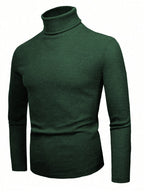 Damen eleganter Strickpullover mit hohem Kragen und feiner Rippenstruktur R&B