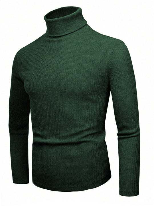 Damen eleganter Strickpullover mit hohem Kragen und feiner Rippenstruktur R&B