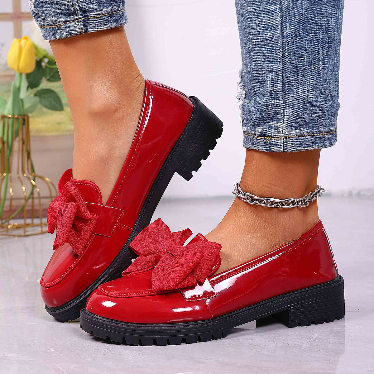 Damen Komfortable Slipper mit modischem Schleifen-Design R&B