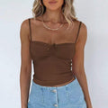 Damen Figurbetontes Spaghetti-Trägershirt mit süßer Raffung