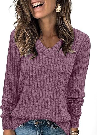 Damen eleganter V-Ausschnitt Pullover R&B