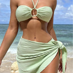 Damen Bandeau-Bikini mit elastischem Wickelsaft