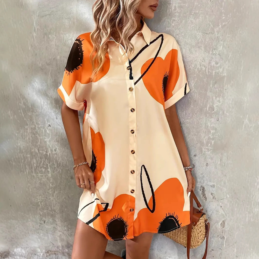 Damen Hemdblusenkleid mit floralen Akzenten und elegantem Schnitt R&B