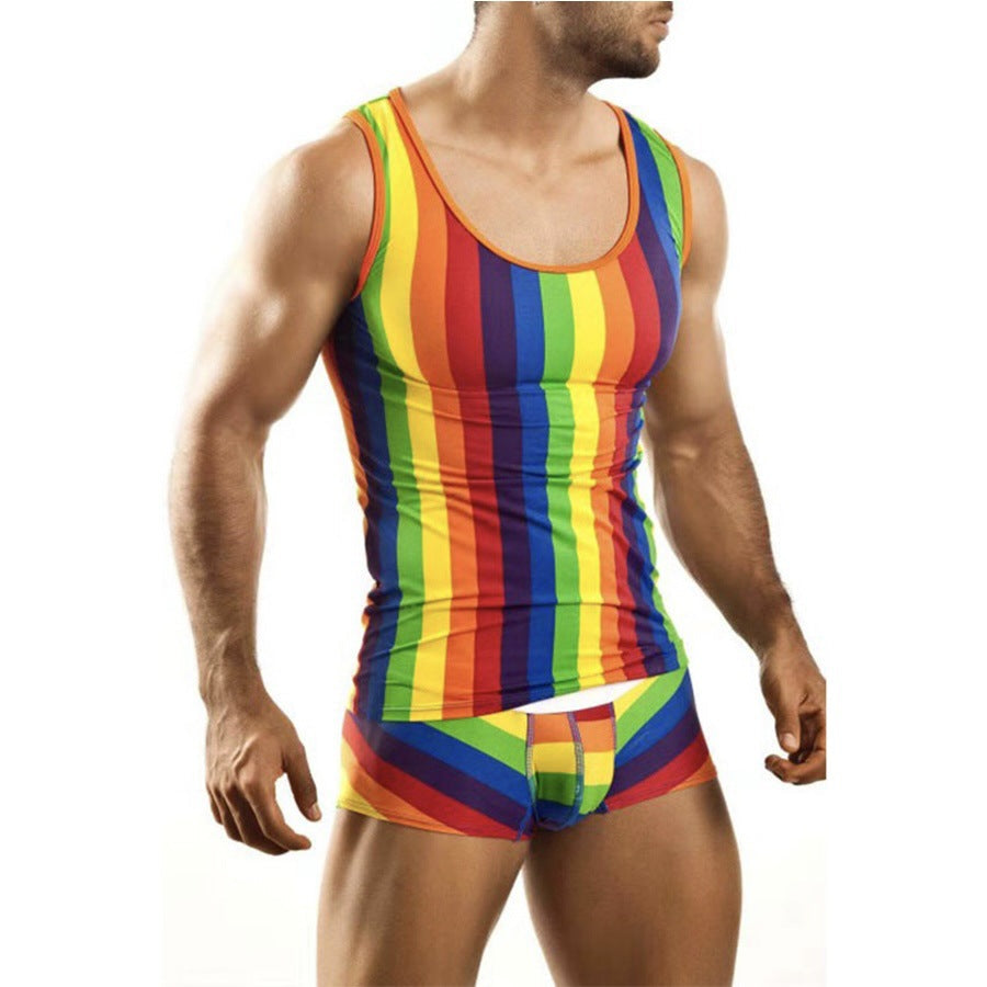 Herren nan figurbetontes Rundhals-Tanktop aus Stretchjersey mit körpernaher Passform R&B