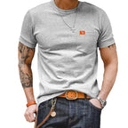 Herren klassisches Kurzarm T-Shirt mit Brusttasche aus hochwertiger Baumwolle R&B