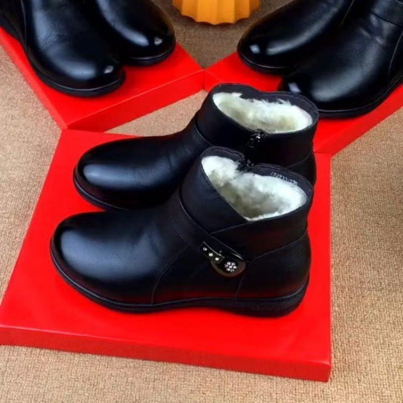 Damen Elegante Stiefeletten mit praktischem Reißverschluss und modischem Schnallen-Detail R&B