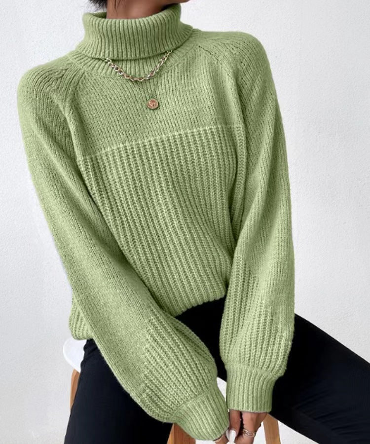 Damen Strickpullover mit hochgeschlossenem Kragen und strukturiertem Rippdesign R&B