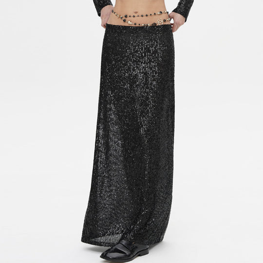 Damen Glitzernder Maxi-Rock mit schmalem Schnitt und hohem Bund R&B