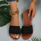 Damen trendige Slide-Sandalen mit elastischem Obermaterial und komfortabler Sohle R&B