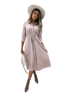 Damen Hemdblusenkleid mit taillierbarem Gürtel R&B