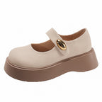 Damen Modische Plateau-Mary Jane Schuhe mit dekorativem Riemen und komfortabler Sohle R&B