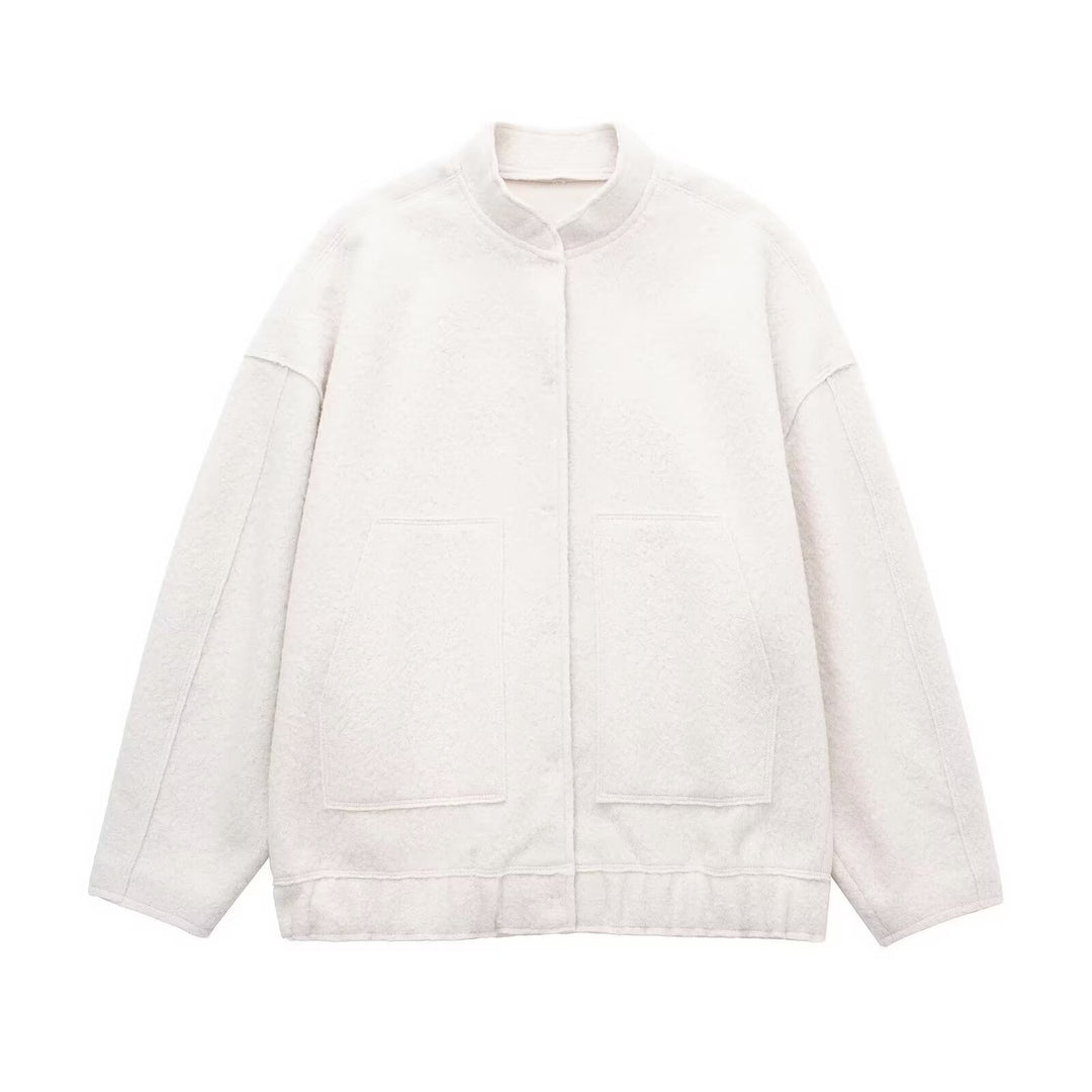 Damen Kuschelige Oversized-Jacke aus flauschigem Material mit praktischen Taschen R&B