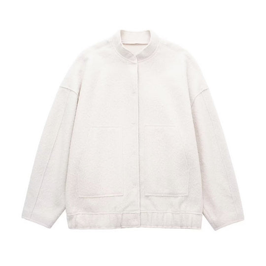 Damen Kuschelige Oversized-Jacke aus flauschigem Material mit praktischen Taschen R&B