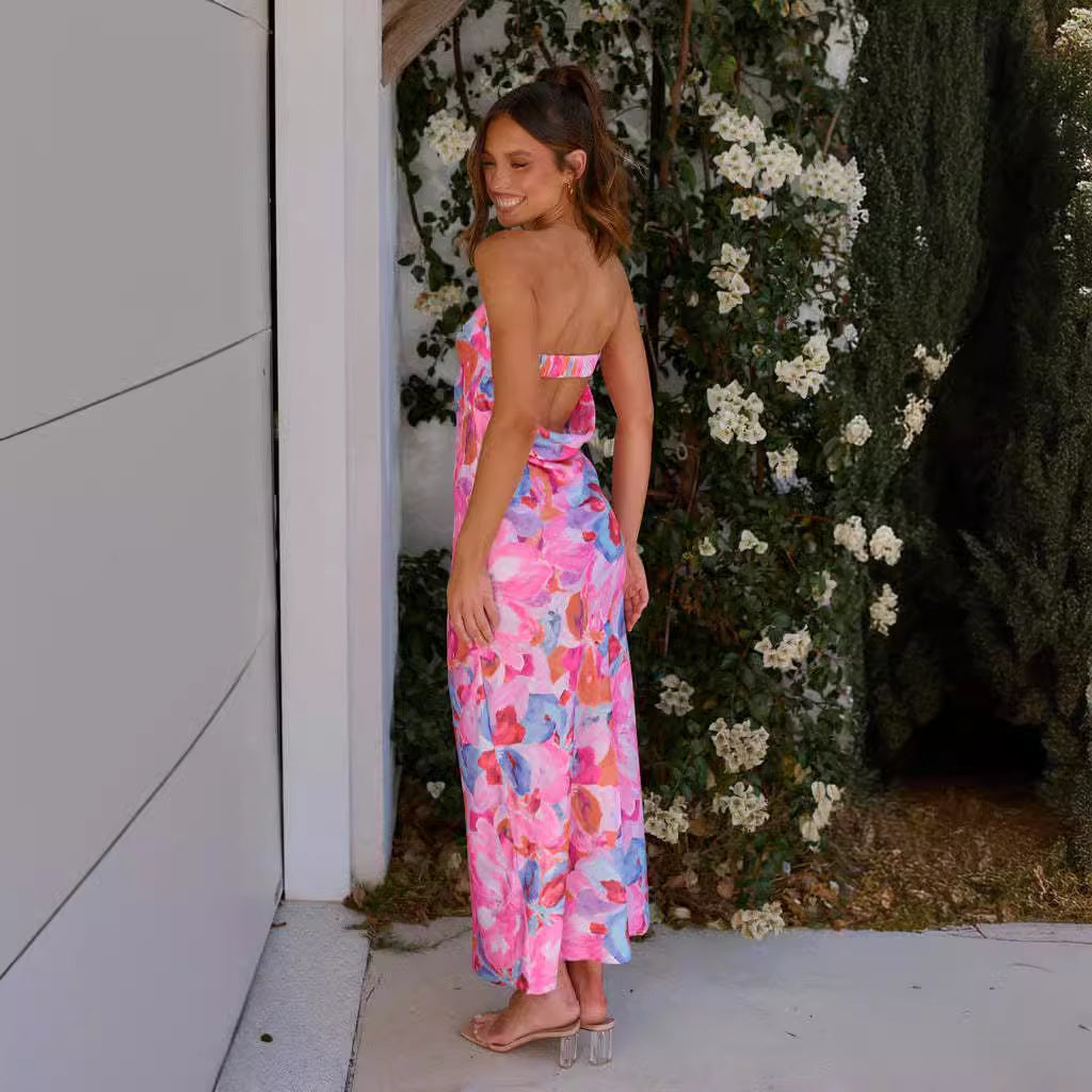 Damen Maxi-Kleid mit schulterfreiem Design und fließendem Schnitt R&B