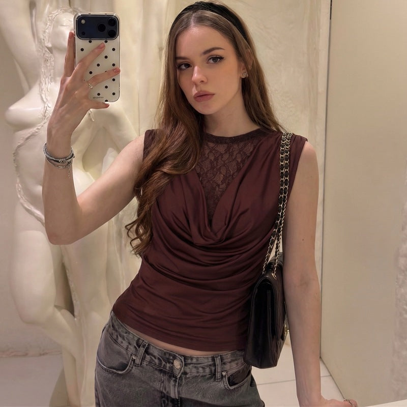 Damen Elegantes Oberteil mit raffinierter Spitzenpartie R&B
