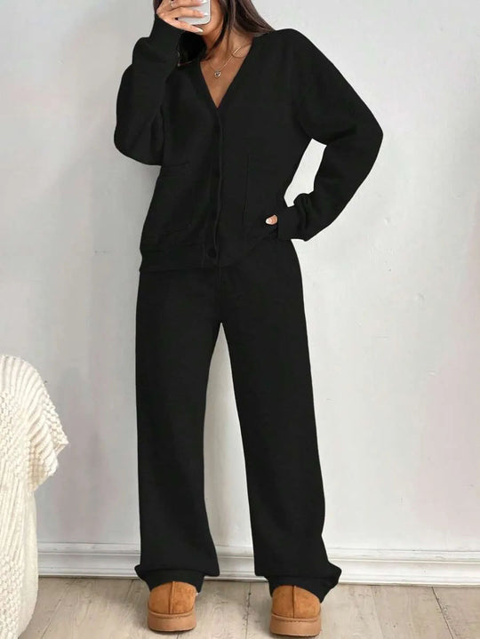 Damen Lässiges Cardigan und Hosen Set R&B