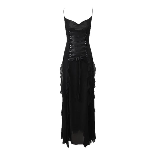 Damen Elegantes Wickelkleid mit Rüschen und Schnürdetails R&B