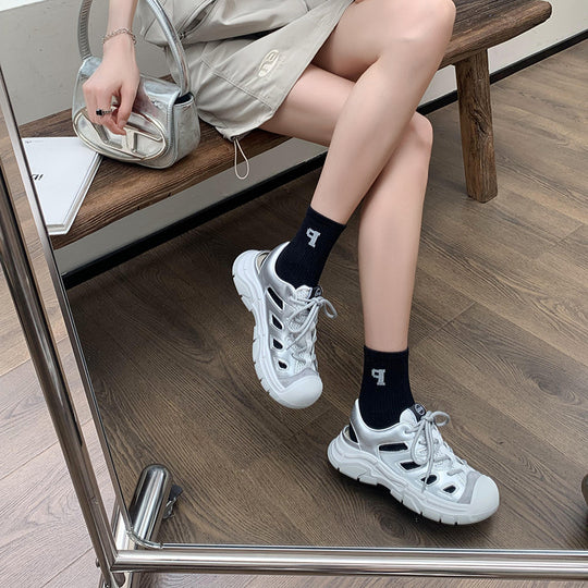 Damen Sportliche Sneaker mit atmungsaktiver Oberflächenstruktur und rutschfester Sohle R&B