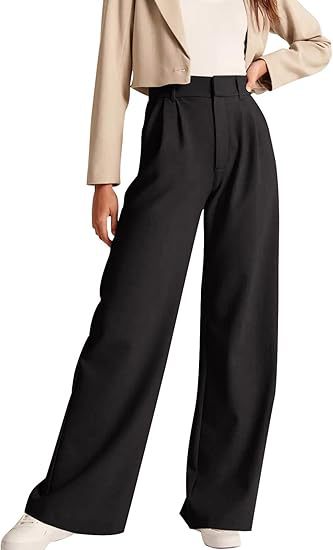 Damen weite High-Waist Hose mit Falten- und Bunddetails R&B