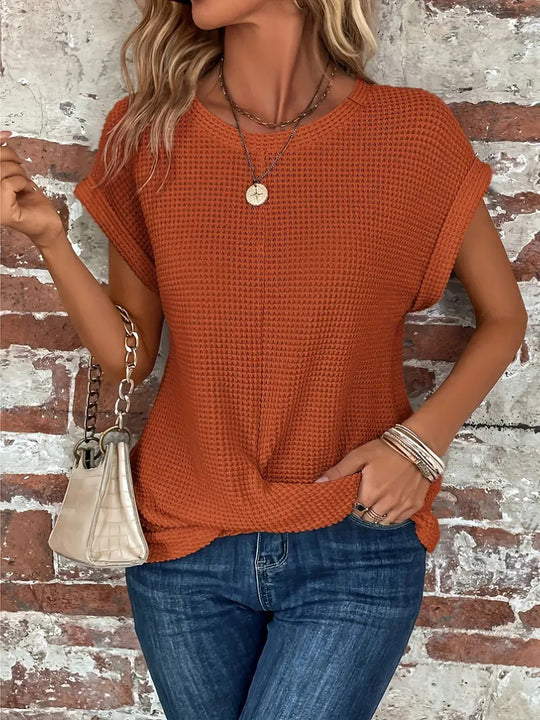 Damen lässiges Waffelstrickshirt R&B