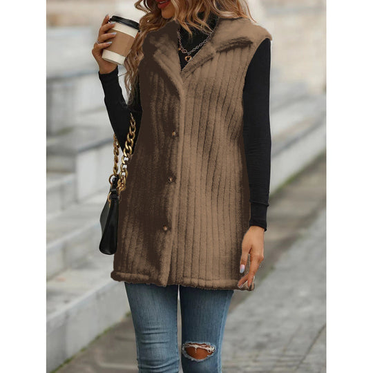 Damen Elegante und kuschelige Teddyjacke mit Knopfleiste R&B