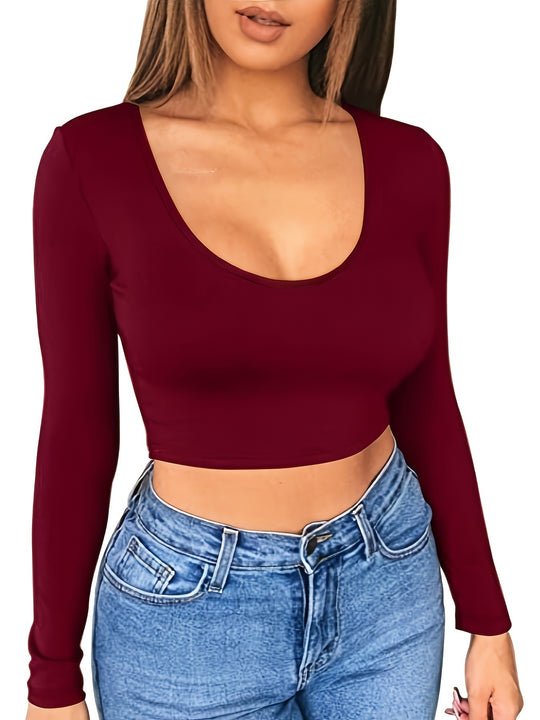 Damen Langarm Crop Top R&B