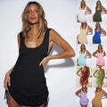 Damen lässiges Strandkleid mit Kordelzug R&B