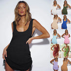 Damen lässiges Strandkleid mit Kordelzug R&B