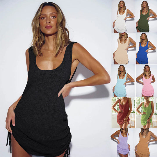 Damen lässiges Strandkleid mit Kordelzug R&B
