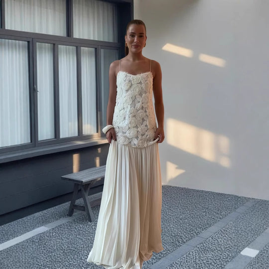 Damen Elegantes Abendkleid mit floralem Spitzenoberteil und schwingendem Rock R&B