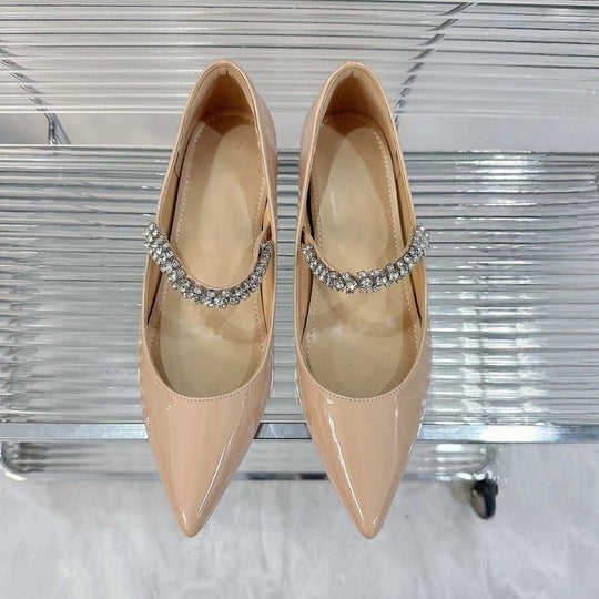 Damen elegante spitze Pumps mit funkelndem Riemen R&B