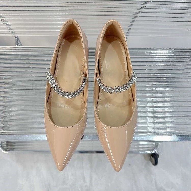 Damen elegante spitze Pumps mit funkelndem Riemen R&B