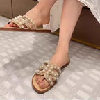 Damen modische Sandalen mit perlverzierten Riemen R&B