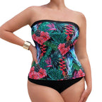 Damen Bandeau Badeanzug mit floralem Muster und hohem Komfort R&B