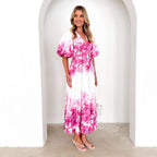 Damen Maxikleid mit voluminösen Ärmeln und floralem Print R&B
