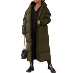 Damen gesteppte Langjacke mit Kapuze und praktischen Seitentaschen R&B