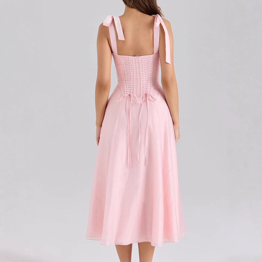 Damen Elegantes Midikleid mit schulterfreien Trägern R&B