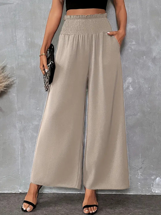 Damen Luftige Palazzo-Hose mit elastischem Bund R&B