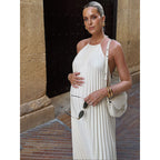 Damen Plissiertes Maxikleid mit elegantem Halterneck R&B