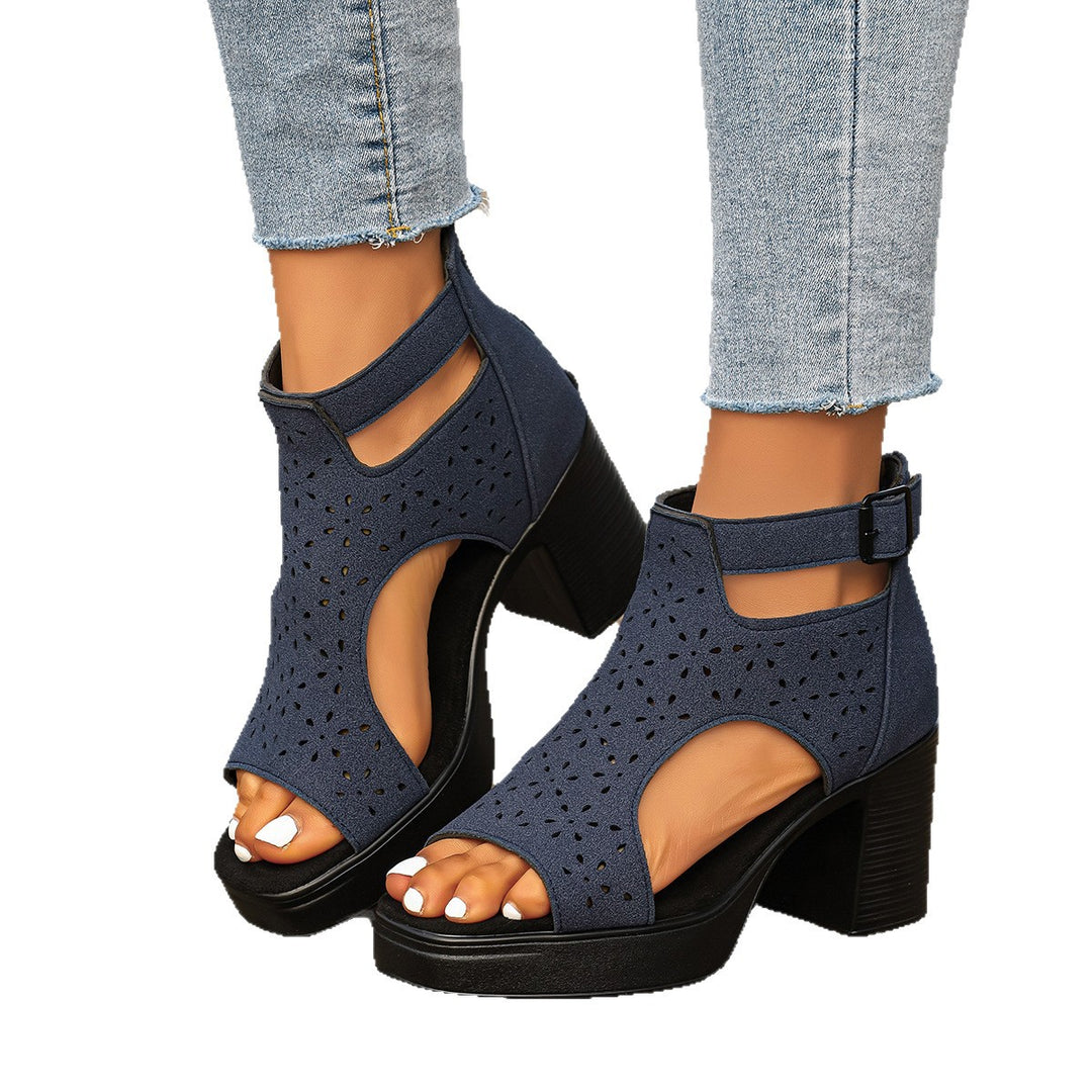 Damen Modische Plateau-Sandalen mit atmungsaktivem Cut-Out-Design R&B