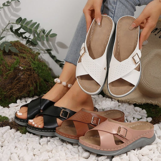 Damen Riemensandalen mit verstellbarem Schnallenverschluss und anatomischem Fußbett R&B