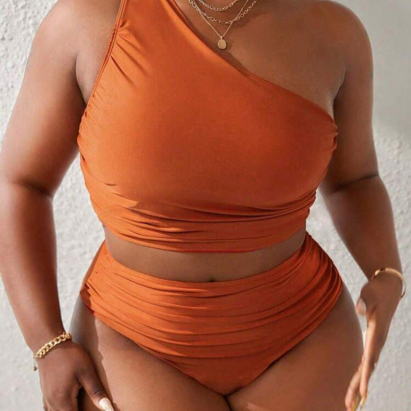 Damen Einseitiger Bikini-Set mit modischem Wickeldetail und hohem Bund R&B