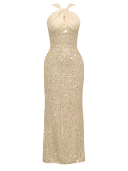 Damen Glamouröses Abendkleid mit funkelndem Paillettenoberteil und elegantem Rückenausschnitt R&B