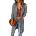 Damen Strickjacke mit tiefem V-Ausschnitt und praktischen Taschen R&B