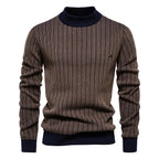 Herren Feinstrickpullover mit Rollkragen und Streifenmuster