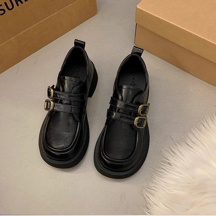 Damen Schnürschuhe mit doppeltem Riemen und modischem Plateau R&B